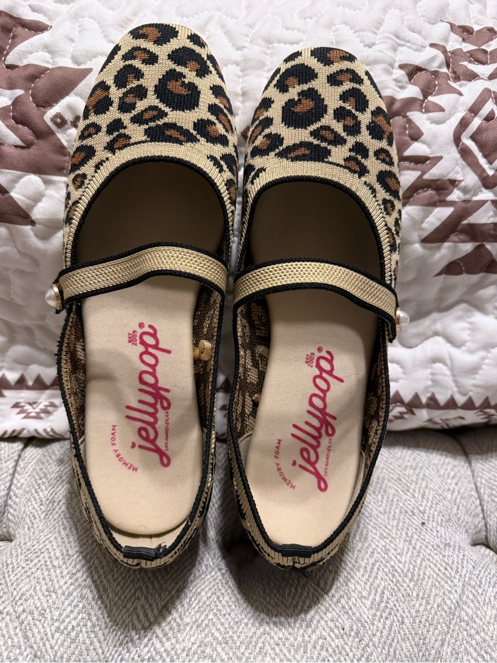 Jellypop Leopard Mary Jane Flats - Tan & Black